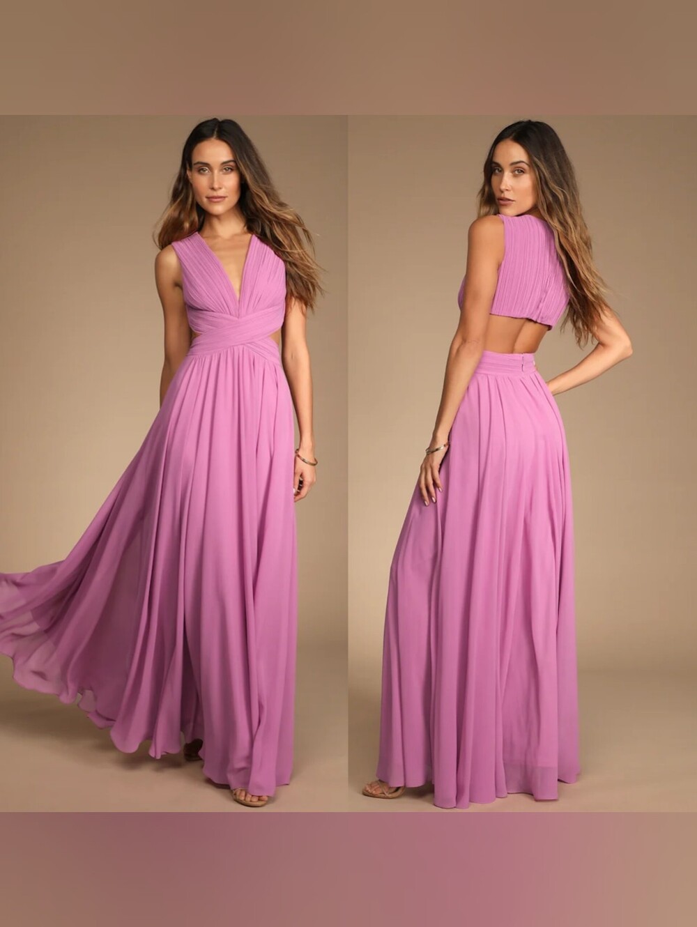 Lulus Vivid Imagination Lilac Cutout Maxi Dress XS Wedding Party Prom Formal
